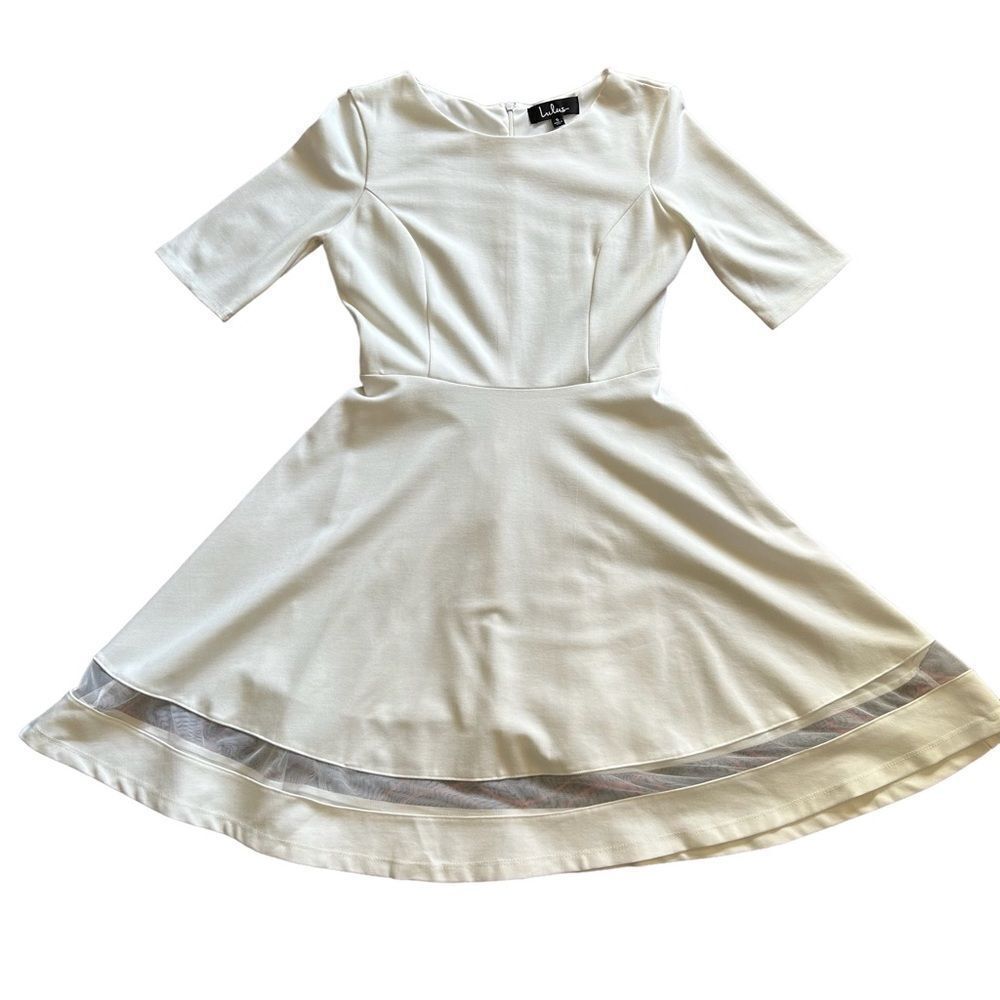 Lulu’s | Sheer Factor White Mesh Skater Dress, Size S View 6